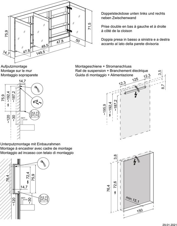 Armoire de toilette Schneider Filo HCL Gris image number 1