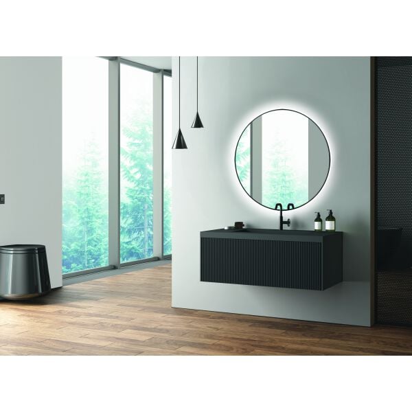 Miroir lumineux Euraspiegel Nelio LED noir mat couleur de lumière blanc neutre 4000 K image number 1