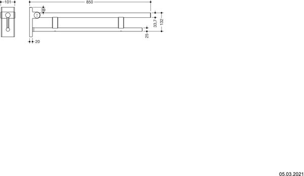Barre d`appui relevable mobile Hewi 900 Duo blanc mat image number 1