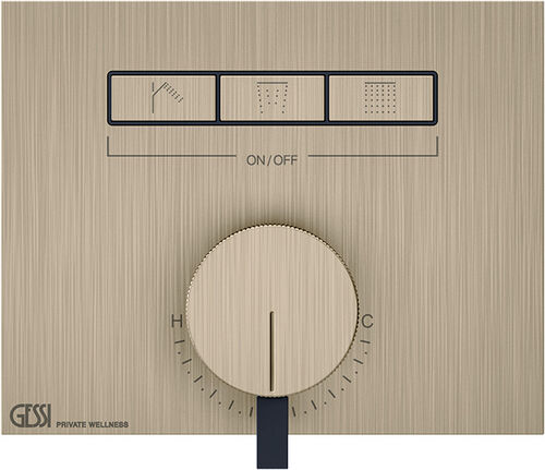 Syst&egrave;me de douche-set de montage final Gessi HI-FI Mixer Warm steel brushed