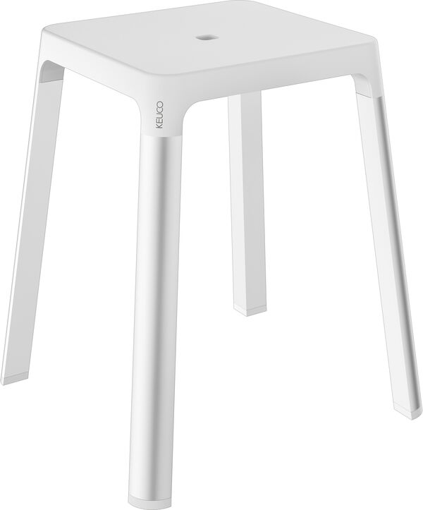 Tabouret Keuco Collection Axess argent éloxé Siège blanc image number 0