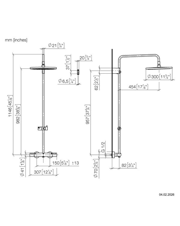 Shower Pipe Dornbracht mit Brausethermostat Verchromt image number 1