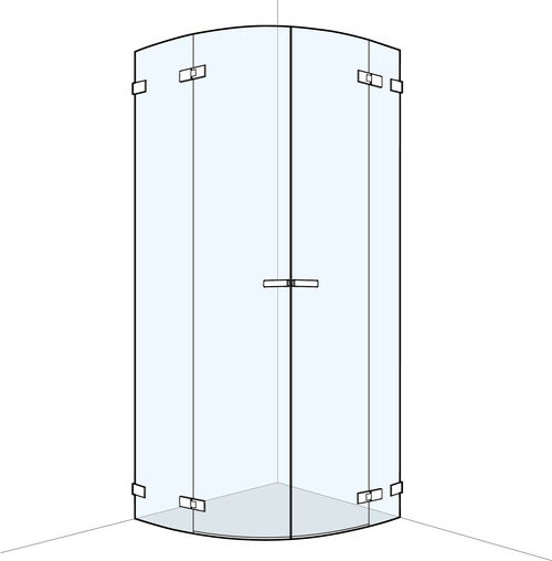 Paroi diagonale arrondi Koralle S606 Plus Chrom&eacute; Verre clair