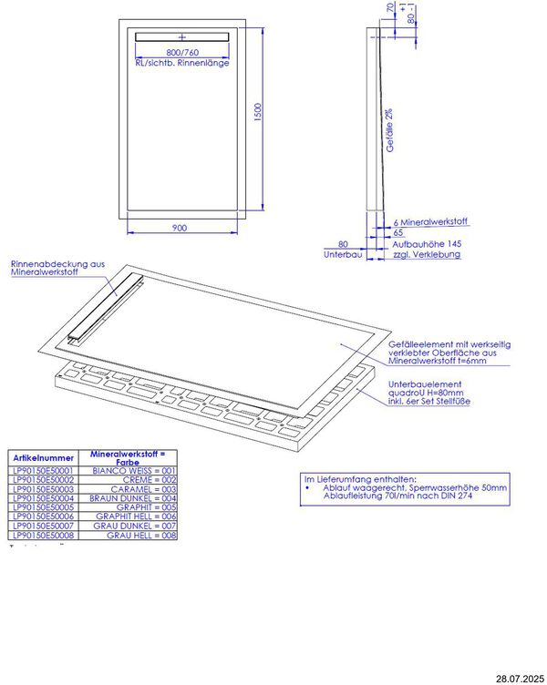 Duschelement Schedel LinePlus Pure image number 1