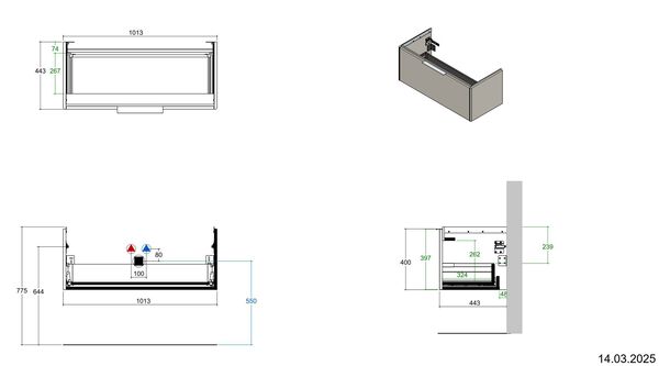 Meuble sous-lavabo Alterna pro S Walnut predazzo image number 3