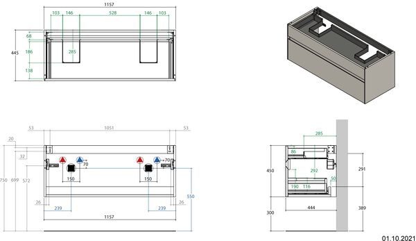 Meuble sous lavabo Alterna elena S Anthracite image number 3