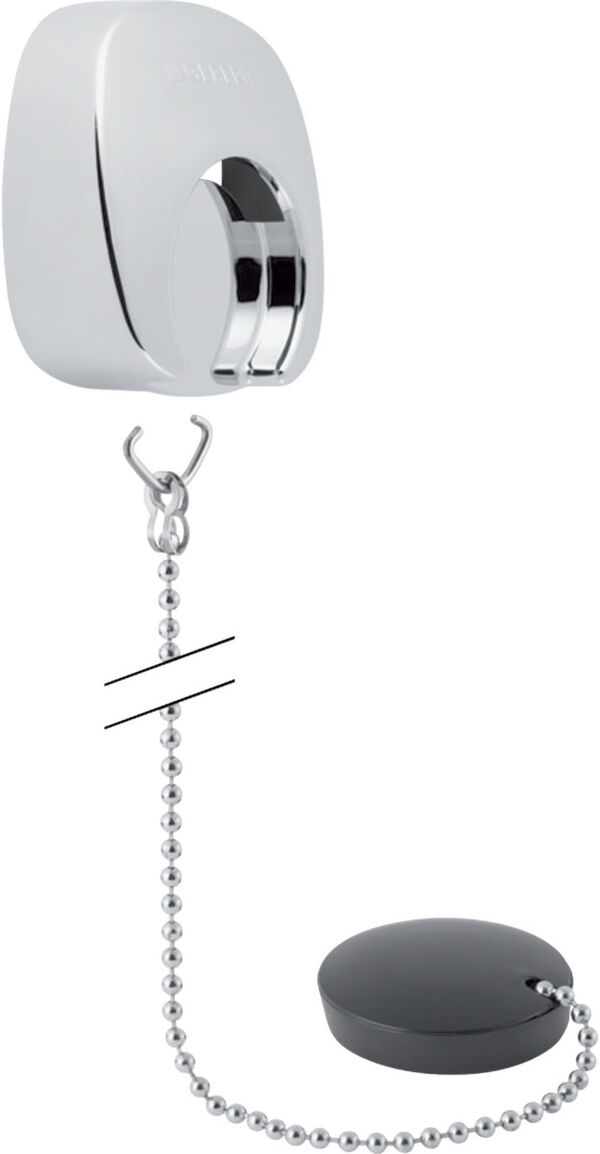 Rosace de surverse avec bouchon et cha&icirc;nette Geberit Chrom&eacute; image number 0