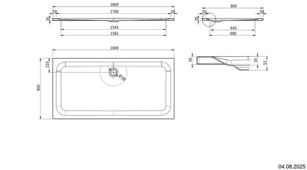 Receveur de douche Schmidlin 180 x 90 cm Manhattan Cleaneffekt image number 1