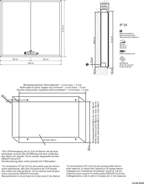 Spiegelschrank Sidler Quadro LED UP Silbereloxiert Lichtfarbe Neutralweiss 4000 K image number 1