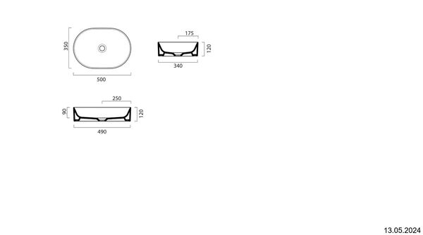 Auflegewaschtisch Catalano GoldWhite Zero 50 x 35 cm Gold optic image number 1