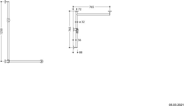 Barre d'appui d'angle Hewi 900 Acier inoxydable mat image number 1