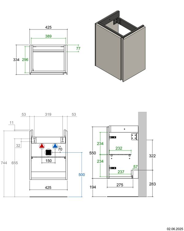 Meuble sous-lavabo Alterna elena guest S Walnut predazzo image number 1
