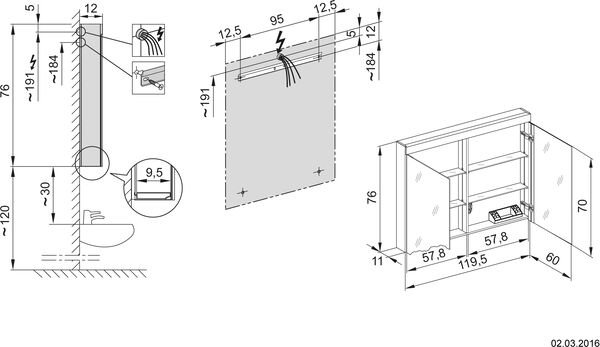 Armoire de toilette Schneider Pata LED Blanc image number 1