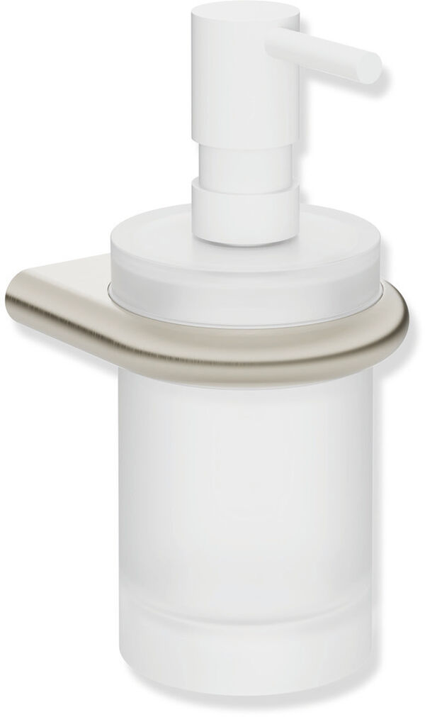 Distributeur de savon ou de d&eacute;sinfectant Hewi System 480 Nickel bross&eacute; T&ecirc;te de pompe blanc mat profond image number 0