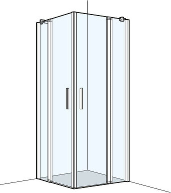 Cabina diagonale Koralle S400 Plus, larghezza 97,5 - 99 cm, porte a pendolo con elemento fisso, image number 0