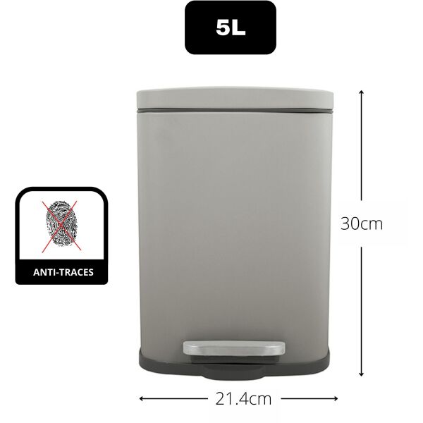 Poubelle &agrave; p&eacute;dale Spirella Akira Taupe mat image number 4