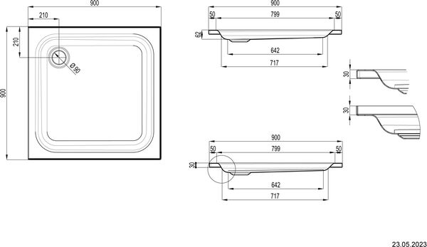 Duschwanne Schmidlin Zargen 90 x 90 cm Weiss image number 1
