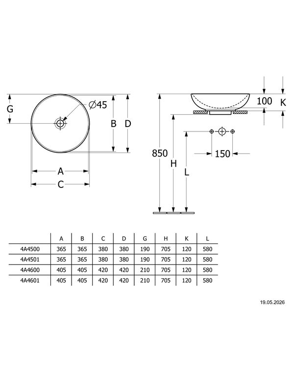 Auflegewaschtisch Villeroy & Boch Loop & Friends Graphite matt Cleaneffekt image number 1
