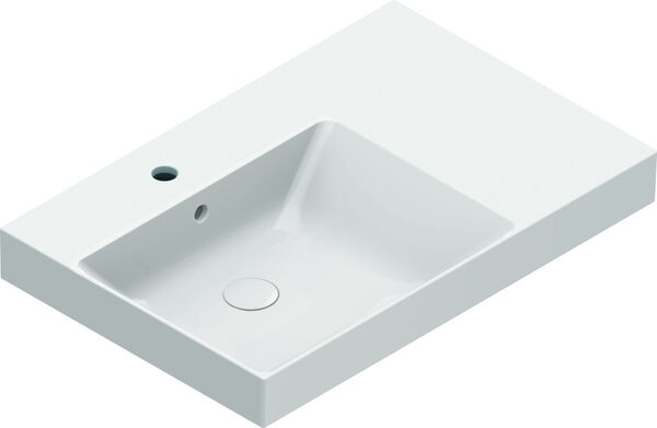 Lavabo Catalano Zero 75 x 50 cm, con troppopieno con foro per rubin ripiano a destra image number 0
