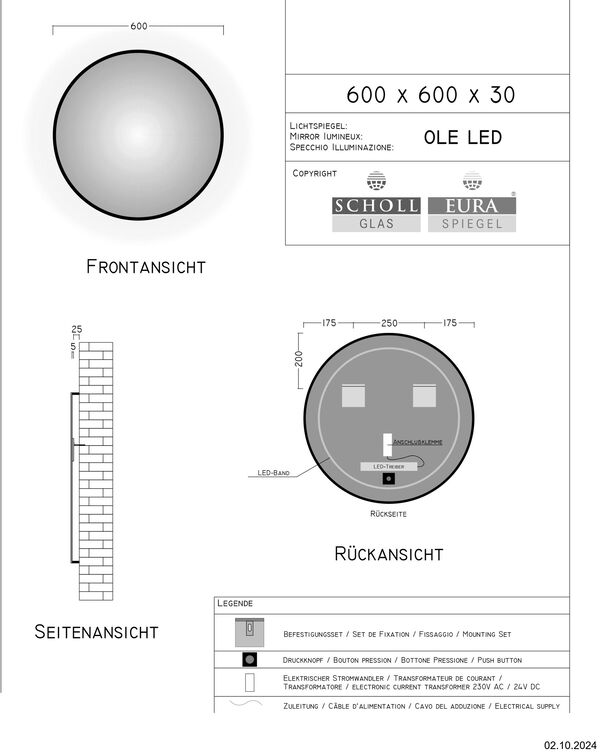 Lichtspiegel Euraspiegel Ole LED weiss image number 1
