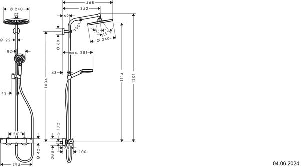 Showerpipe Hansgrohe Crometta S 240 verchromt image number 1