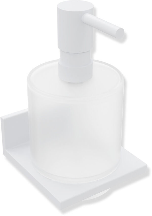 Seifen- oder Desinfektionsmittelspender mit Halter Hewi 900Q Weiss matt Pulverbeschichtet image number 0