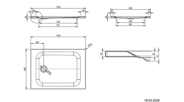 Receveur de douche Schmidlin Swiss Line Blanc Standard image number 1