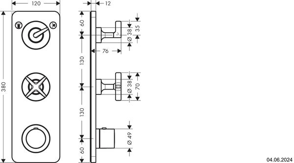 Duschsystem Axor Citterio E, Shower Select brushed brass image number 1