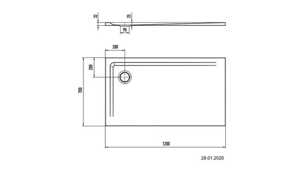 Receveur de douche Kaldewei Superplan 70 x 120 cm Blanc image number 2