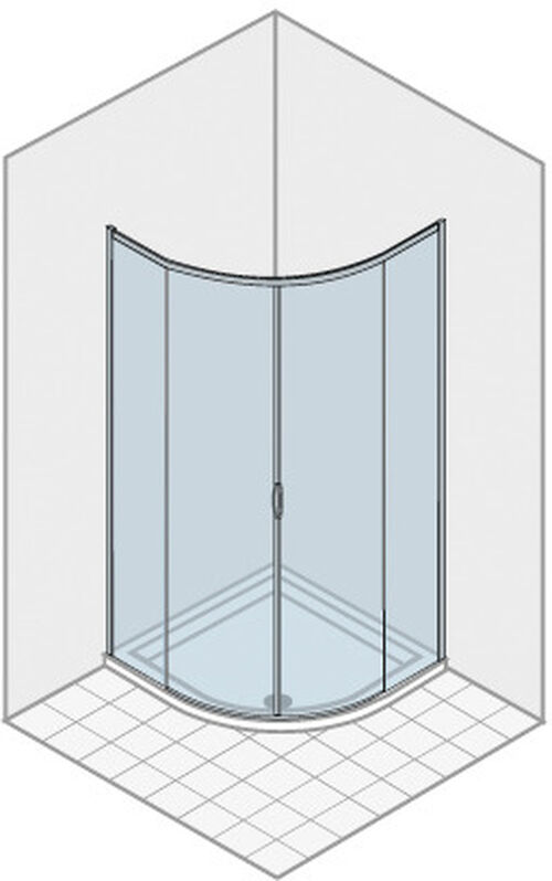 Eckeinstieg Duka Natura 4000 Viertelkreis Silber hochglanzeloxiert Echtglas klar