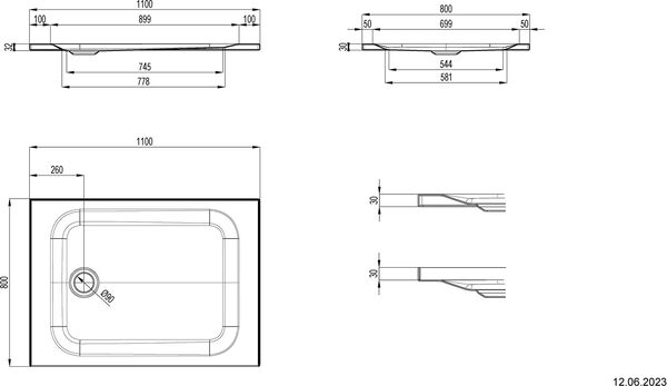 Receveur de douche Schmidlin avec rebords 110 x 80 cm Blanc Cleaneffekt image number 1