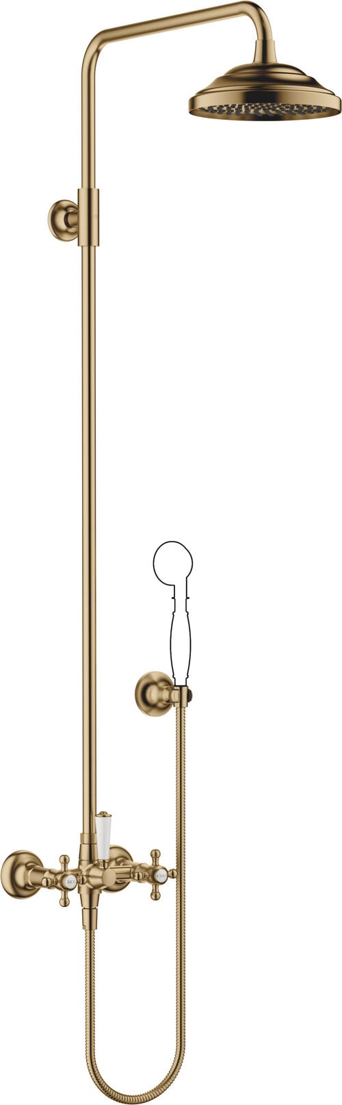 Batteria da doccia con doccia fissa Dornbracht Madison Dark brass spazzolato