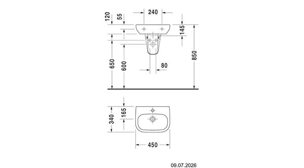 Wandbecken Duravit D-Code 45 x 34 cm Weiss image number 1