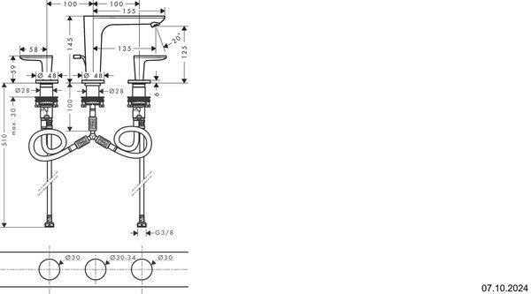Dreilochbatterie Axor Citterio C edelstahloptik Standard image number 1