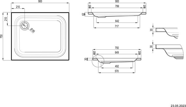 Receveur de douche Schmidlin avec rebords 90 x 75 cm Manhattan image number 1