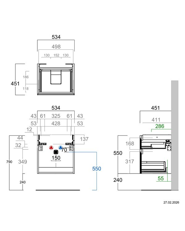 Meuble sous-lavabo Alterna meda S Pebble grey image number 1