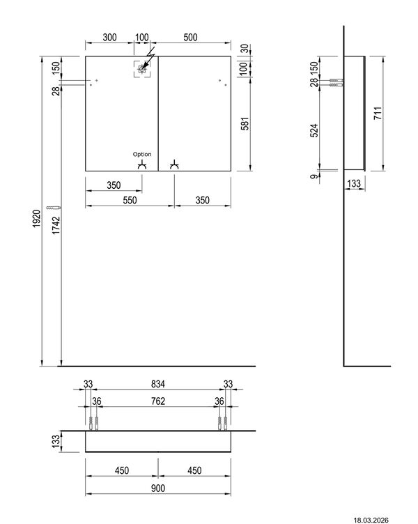 Spiegelschrank Alterna luuna LED plus mit Unter/Oberleuchte Weiss seda Lichtfarbe stufenlos verstellbar 2700-6500 K image number 1