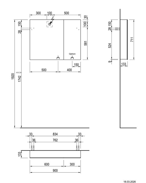 Armoire de toilette Alterna luuna LED plus Blanc premium Couleur de lumi&egrave;re r&eacute;glable en continu 2700-6500 K image number 1