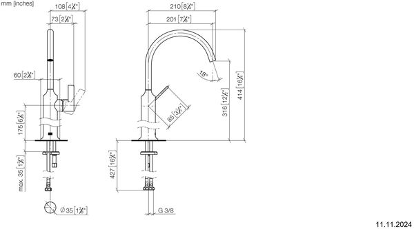 Batterie monobloc Dornbracht Vaia dark platine mat image number 1