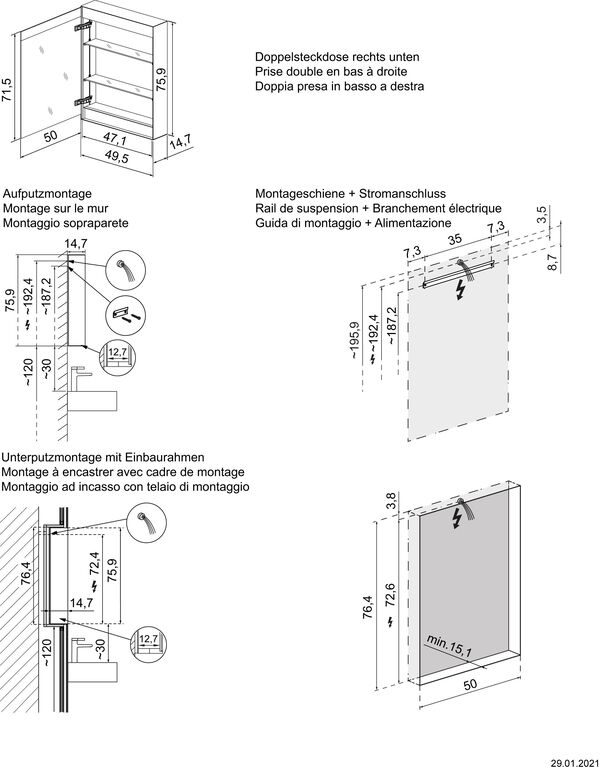 Armoire de toilette Schneider Filo HCL Gris image number 1