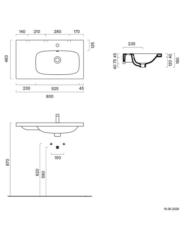 Lavabo Alterna dinea 80 x 46 cm Blanc Cleaneffekt image number 1