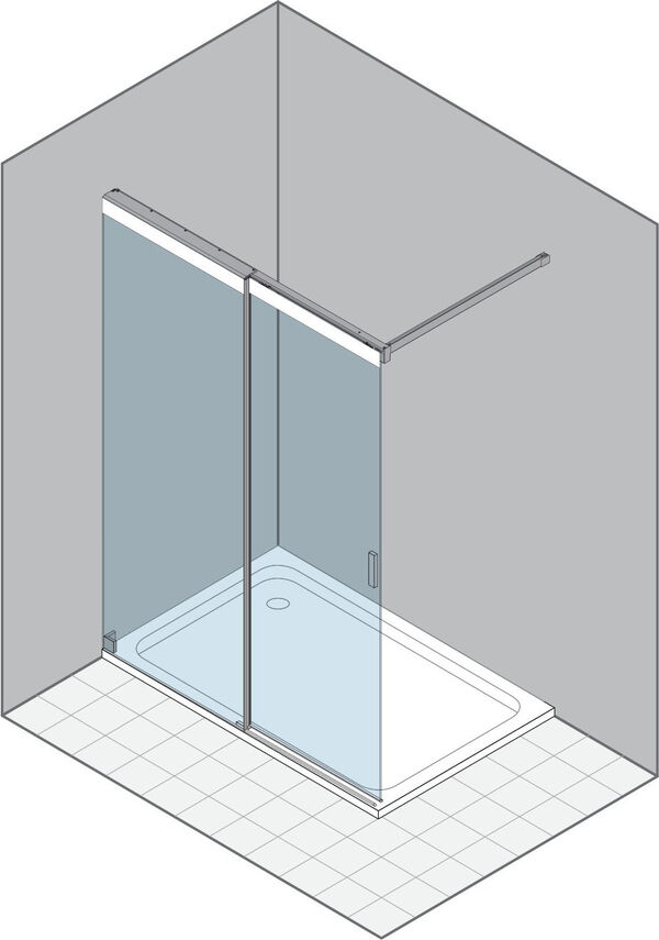 Paroi coulissante Duka Libero 5000 Couleur acier inoxydable Verre clair ProCare avec s&eacute;rigraphie blanche au-dessus image number 0