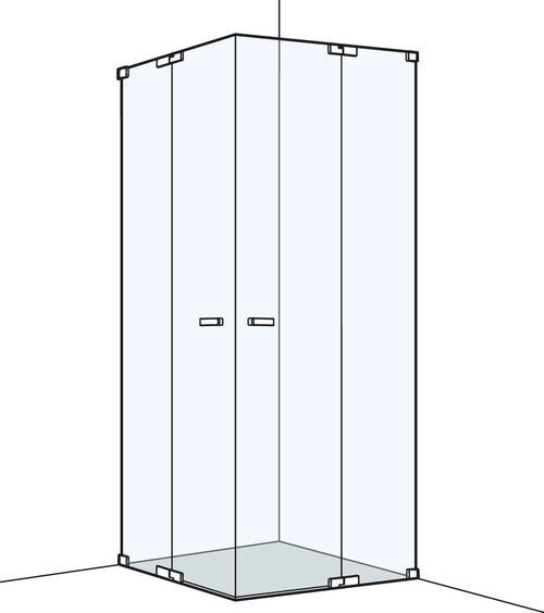 Eckeinstieg Koralle S808 Edelstahloptik Echtglas klar