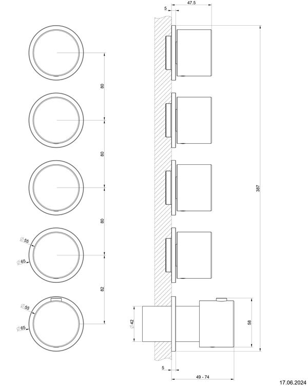 Bade- und Duschenmischer Endmontageset Gessi Habito schwarz matt image number 1