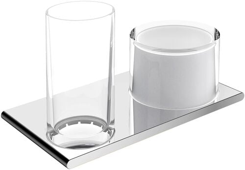 Porte-verre et distributeur de savon Keuco Edition 400 Chrom&eacute;