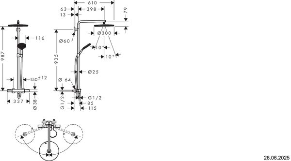 Showerpipe Hansgrohe Alive S Puro Brushed black chrome image number 1