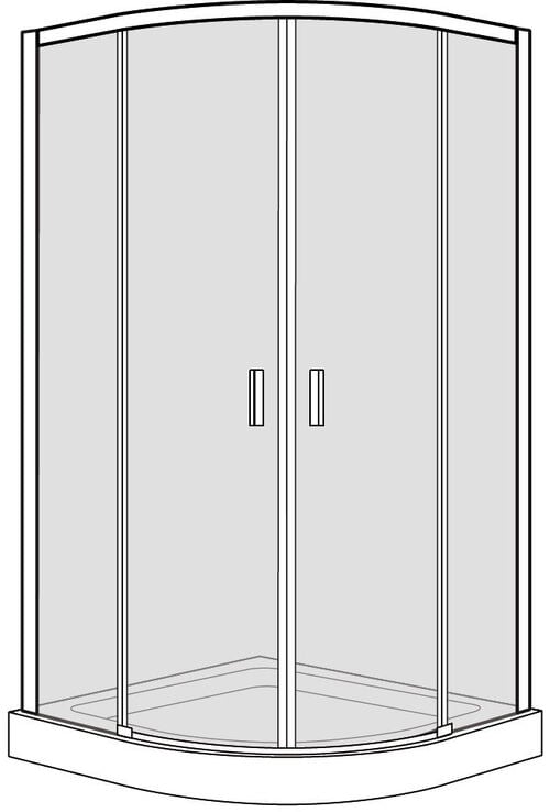 Cabine diagonale arrondi Duscholux Optima 6 Plus Round Argent &eacute;lox&eacute; Verre clair CareTec