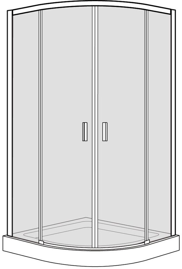 Cabine diagonale arrondi Duscholux Optima 6 Plus Round Argent &eacute;lox&eacute; Verre clair CareTec image number 0