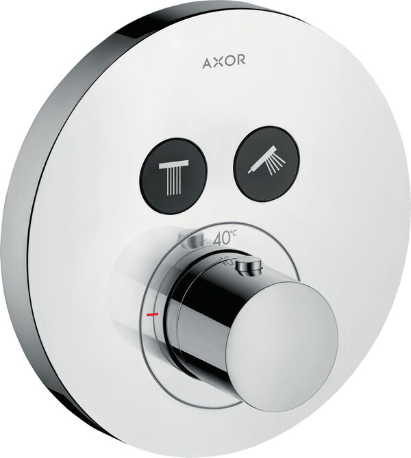 Duschsystem Axor Shower Select Round, Thermostat &frac12;", Temperaturgriff, 2 Abg&auml;nge, Bedienung mit image number 0