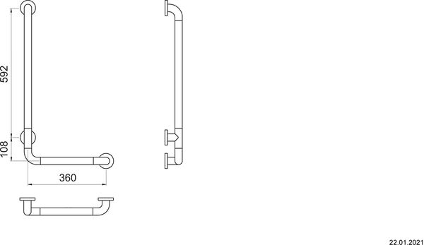 Barre d'appui d'angle Nosag Nylon S&eacute;rie 300 Blanc image number 1